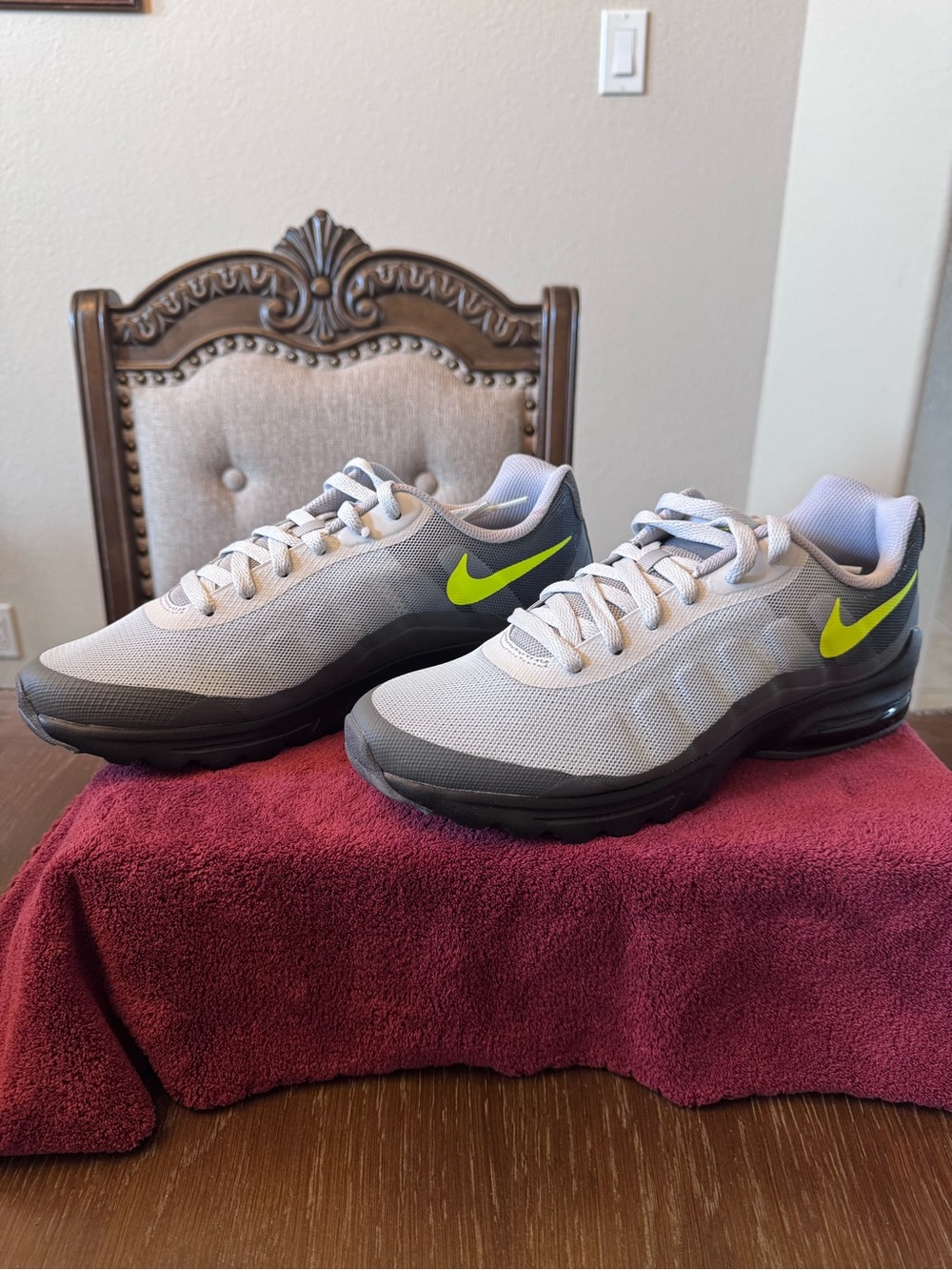 8.5 Men’s Nike Gray Running Sneakers with Volt Swoosh